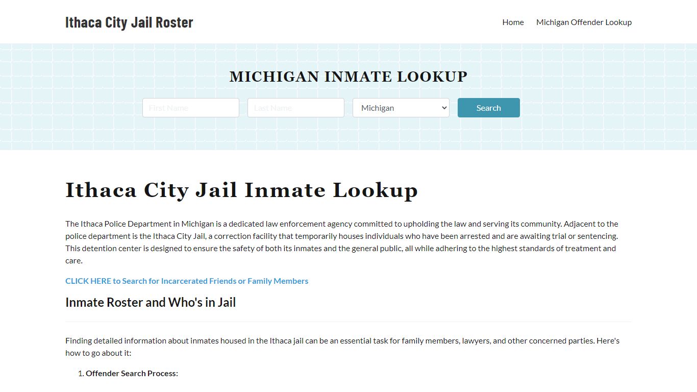 Ithaca Police Department & City Jail, MI Inmate Roster, Arrests, Mugshots