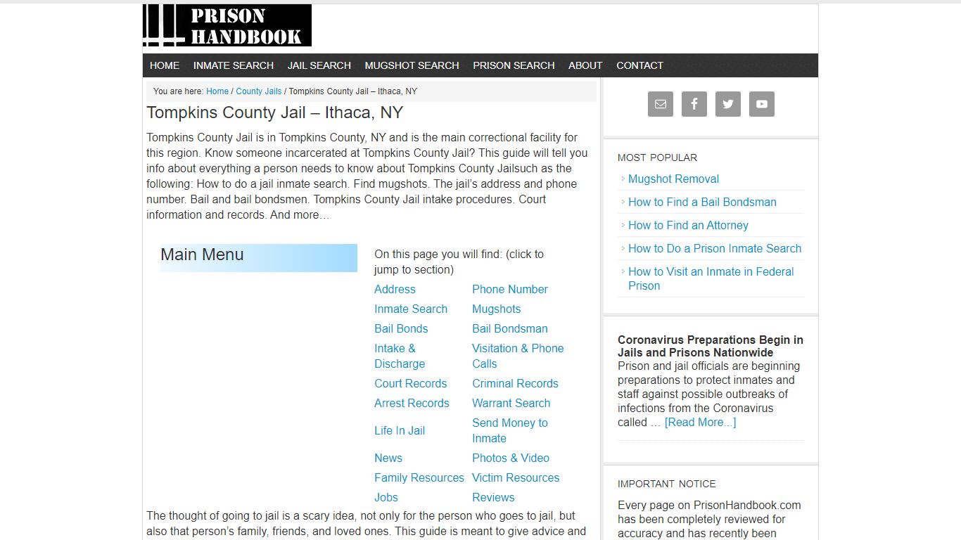 Tompkins County Jail – Ithaca, NY - Prison Handbook